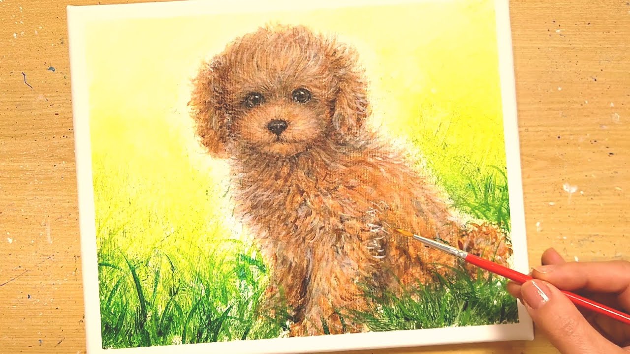 How to draw [Toy Poodle] with acrylic paint / Simple acrylic