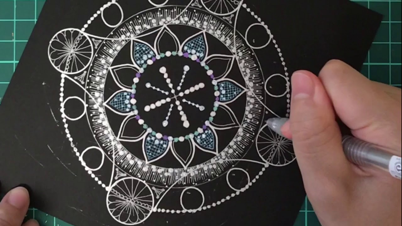 曼荼羅アートの描き方ー下書きなし - YouTube