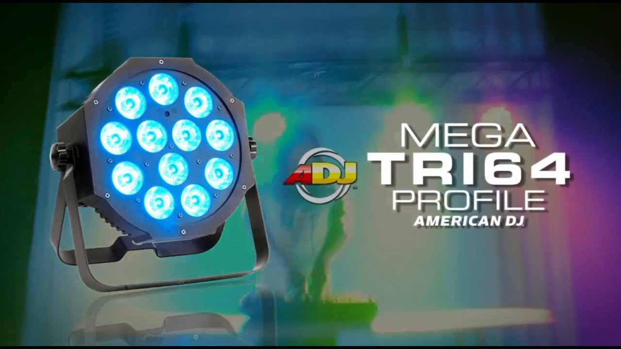 From American DJ the Mega Tri64 profile, 12 3-Watt TRI color LED Light