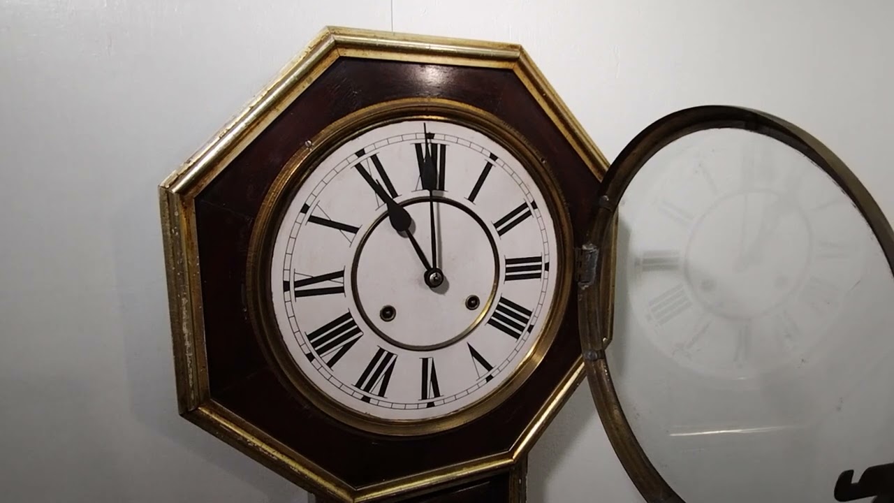 Waterbury Clock Co, アンティーク壁掛時計 DROP OCTAGON STRIKE