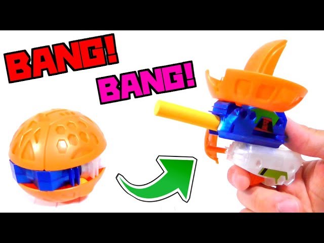 The capsule transforms into a gun! Awesome toy gun that actually