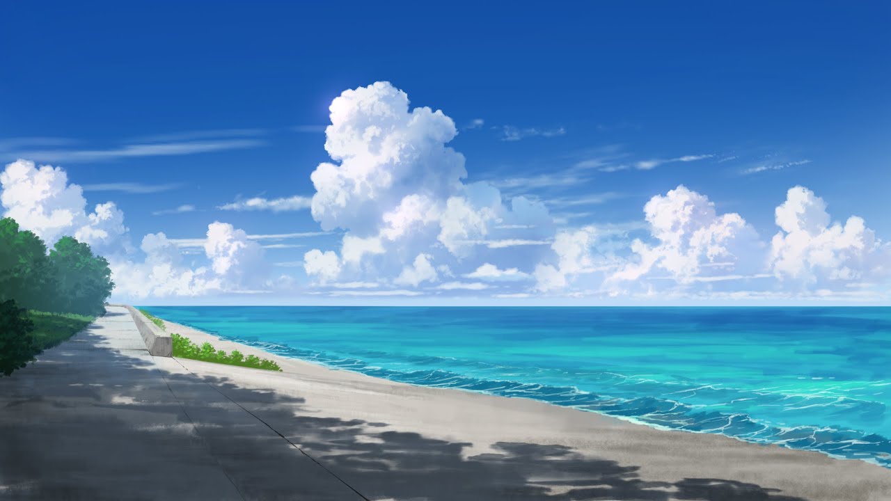 メイキング】海辺の景色を描く背景イラスト生配信 background art