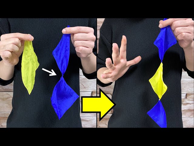 種明かし】簡単マジック！ハンカチの瞬間移動！(20世紀シルク)| Easy