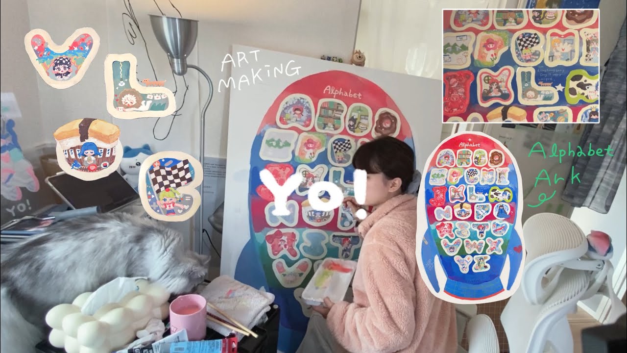 𝗔𝗿𝘁 𝘃𝗹𝗼𝗴 アルファベットロケットを描いたよ🚀🌟アクリル