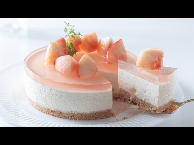 No-Bake Peach Cheesecake＊No Oven & Without Egg｜HidaMari Cooking