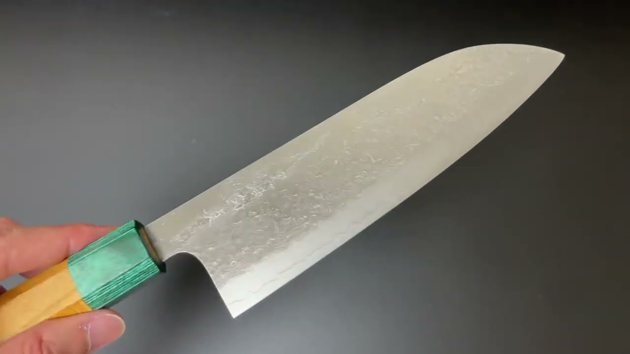 黒﨑真 Makoto Kurosaki 木霊 三徳包丁 VG10W鋼 ダマスカス 欅八角柄