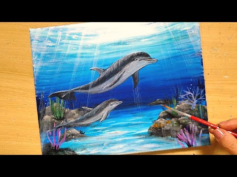 How to draw [dolphin] with acrylic paint / Simple acrylic painting