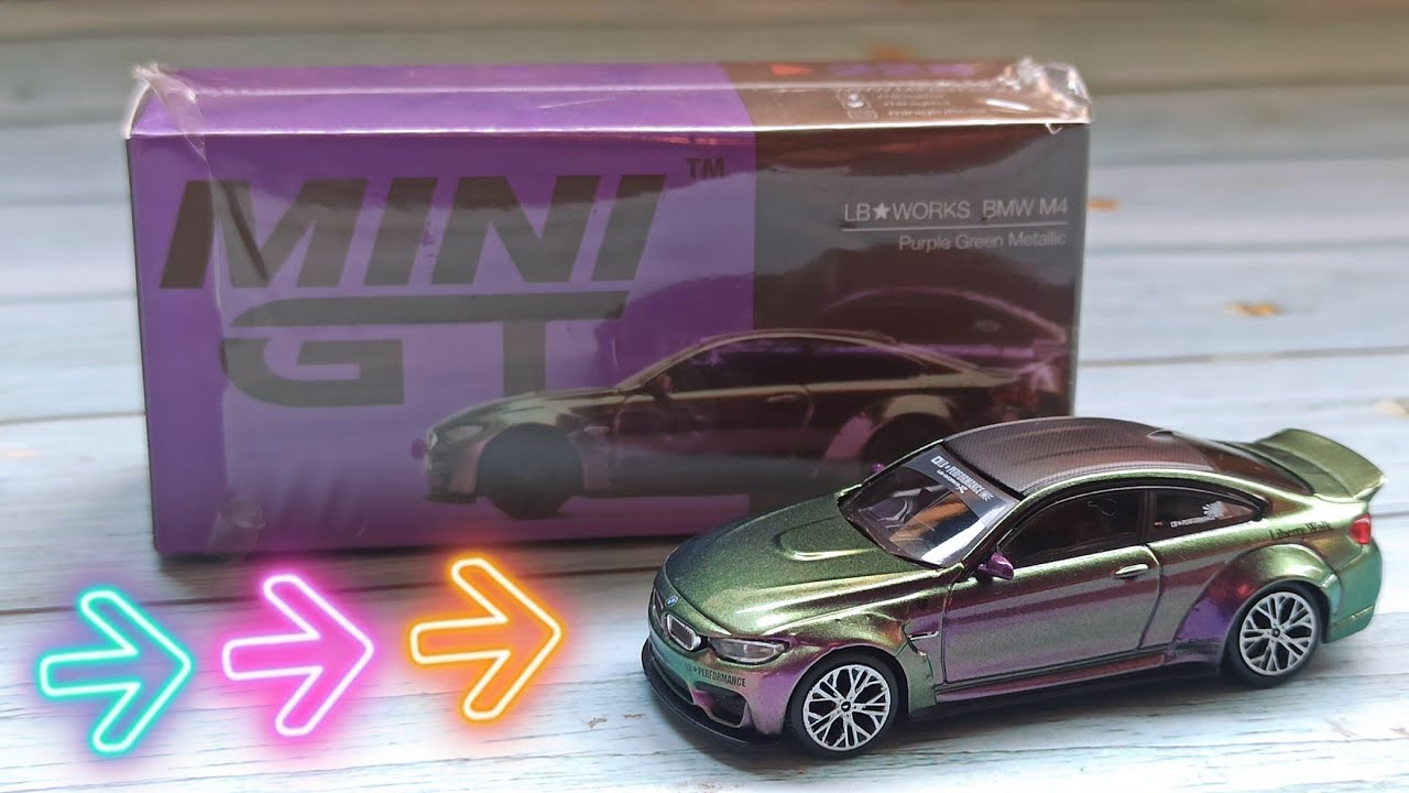 MINI GT LB WORKS BMW M4 MAGIC PURPLE GREEN METALIC - YouTube