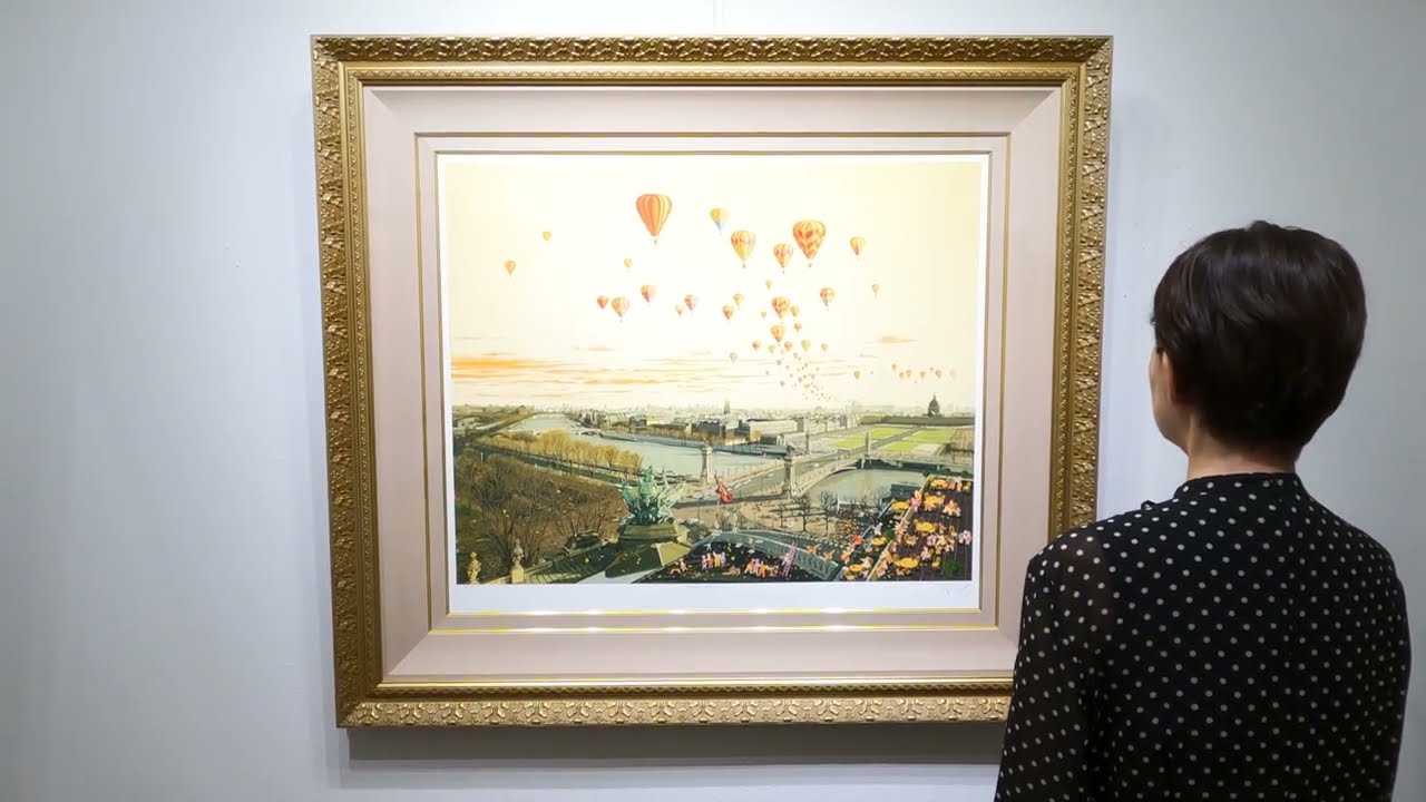 ヒロ・ヤマガタがシルクスクリーンの版画で制作したパリの風景画の絵画