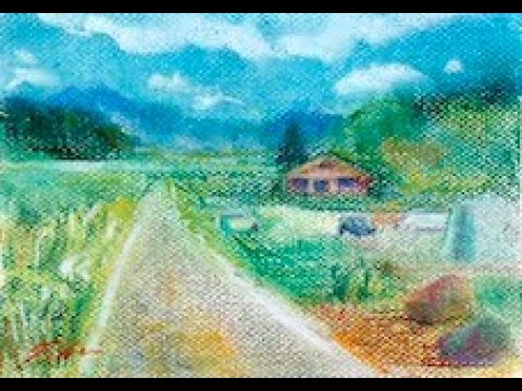 ソフトパステルで田舎の風景を描く - YouTube