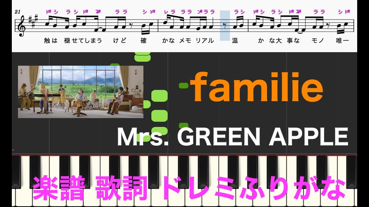 familie / Mrs.GREEN APPLE ピアノ楽譜 歌詞 メロディー ドレミ
