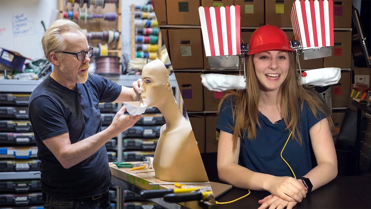 Adam Savage and Simone Giertz Make a Popcorn Machine! - YouTube