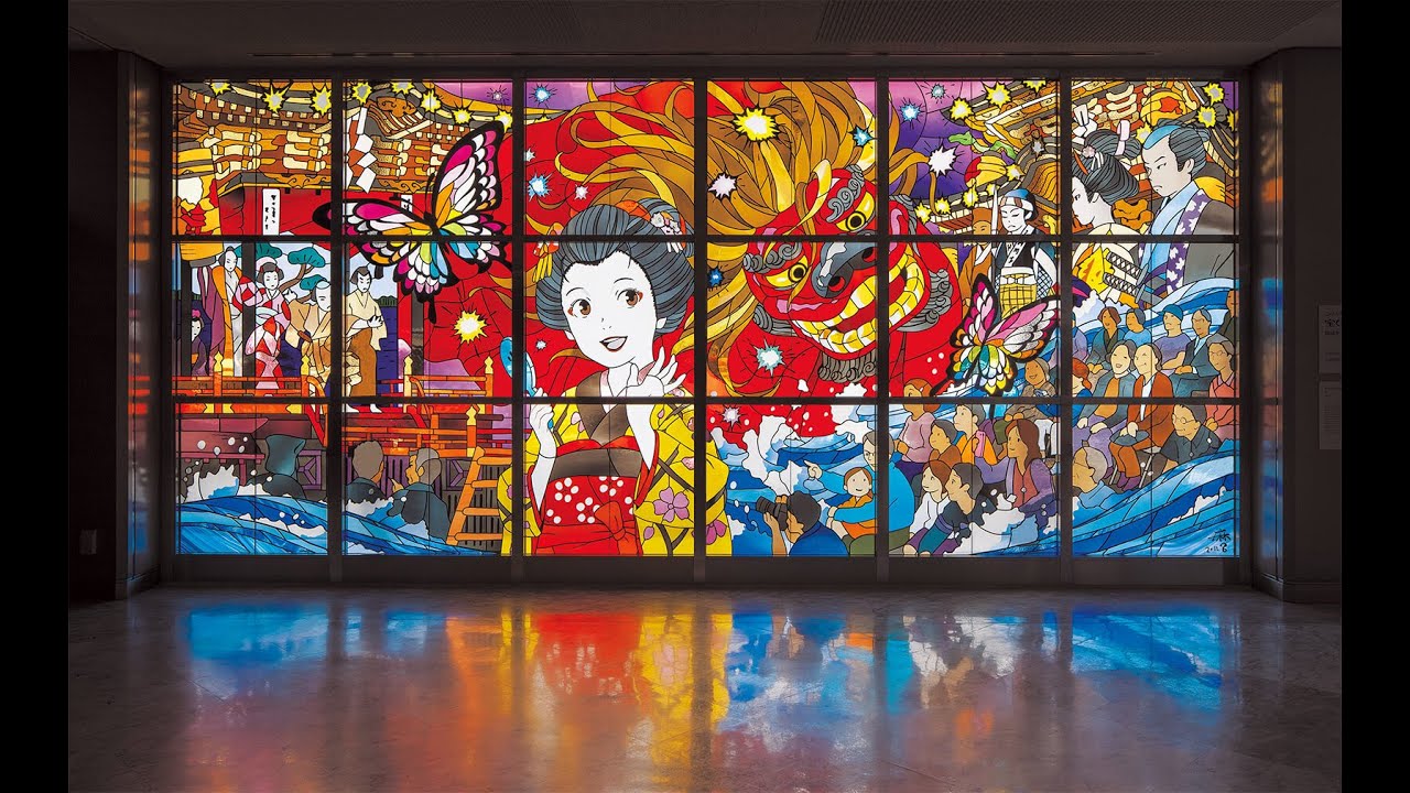 English sub】ステンドグラス「蝶たちと戯れる大獅子」 Stained Glass