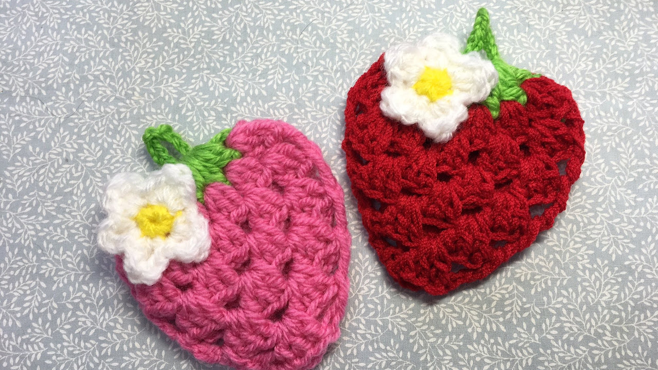 いちごのエコたわしの編み方 - YouTube