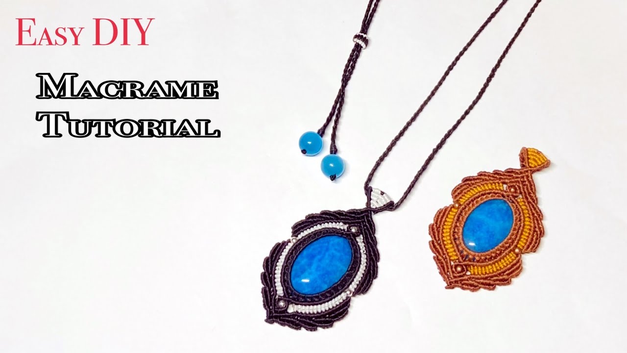 Macrame Tutorial〜Necklace with stone マクラメ編み石包み編み