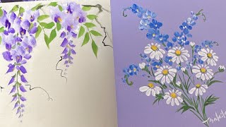 藤の花の描き方How to draw wisteria flowers 忘れな草やマーガレット