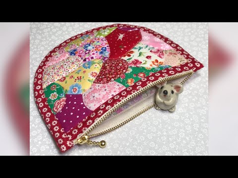 ハギレで作る💕クレイジーキルトのポーチ(^o^) Crazy quilt pouch