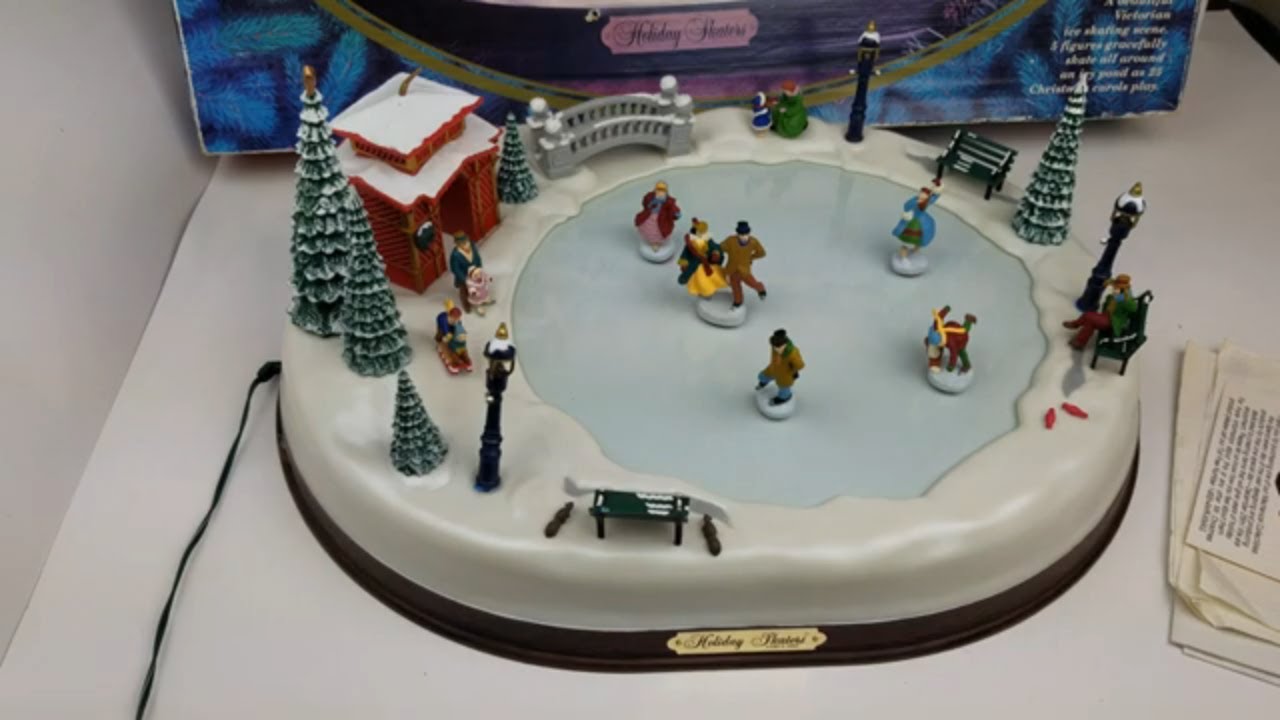1995 Mr Christmas Holiday Skaters Victorian Ice Skating Rink
