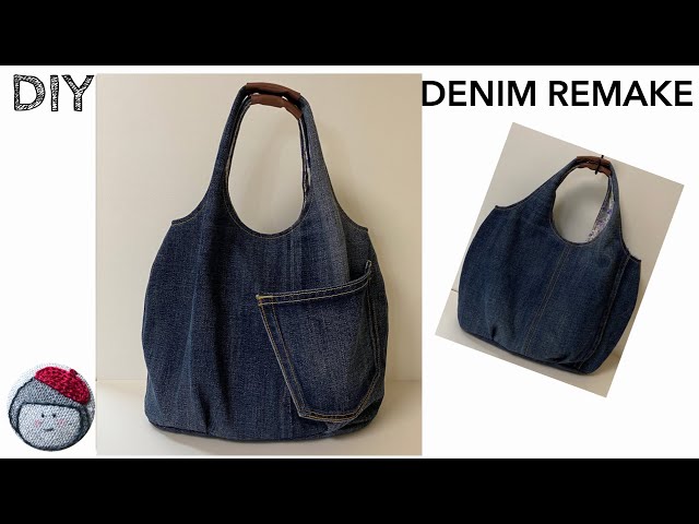 Denim remake bag made with household sewing machines - YouTube