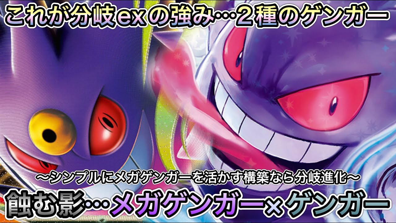 1655【ポケカ】メガゲンガーexとゲンガーex！進化元の共有…HP310が