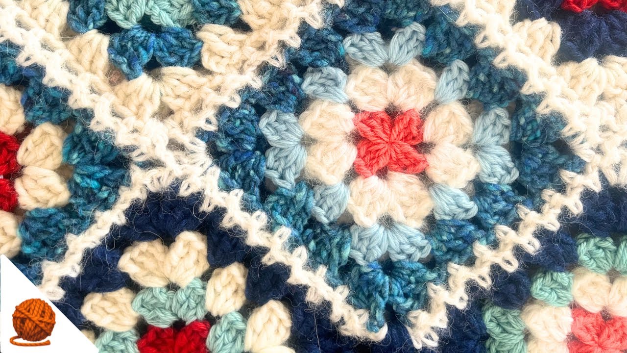 1 double crochet, 1 chain] Connecting motifs while crocheting a