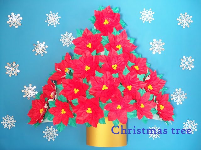工作ネタ】ポインセチアのクリスマスツリー Poinsettia Christmas Tree