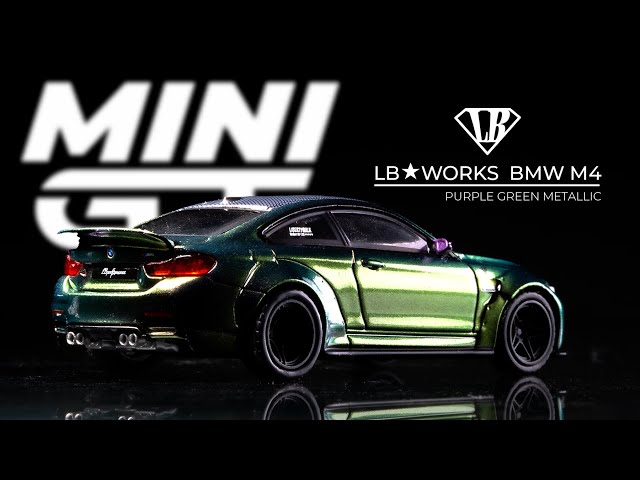 1:64 Scale LB Works BMW M4, Purple Green Metallic by Mini GT. 2021
