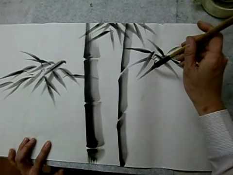 水墨画 竹 （Sumie1）小林東雲 - YouTube