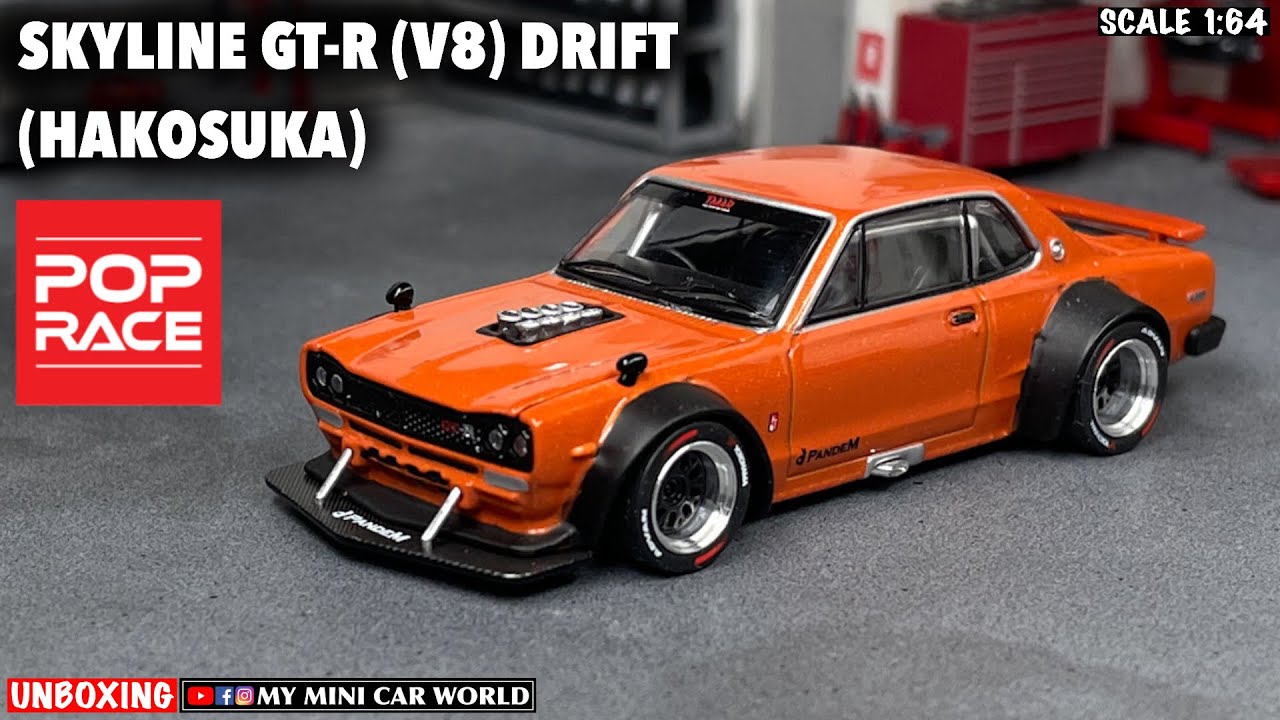 MY MINI CAR WORLD』UNBOXING POP RACE 1/64 SKYLINE GT-R (V8) DRIFT
