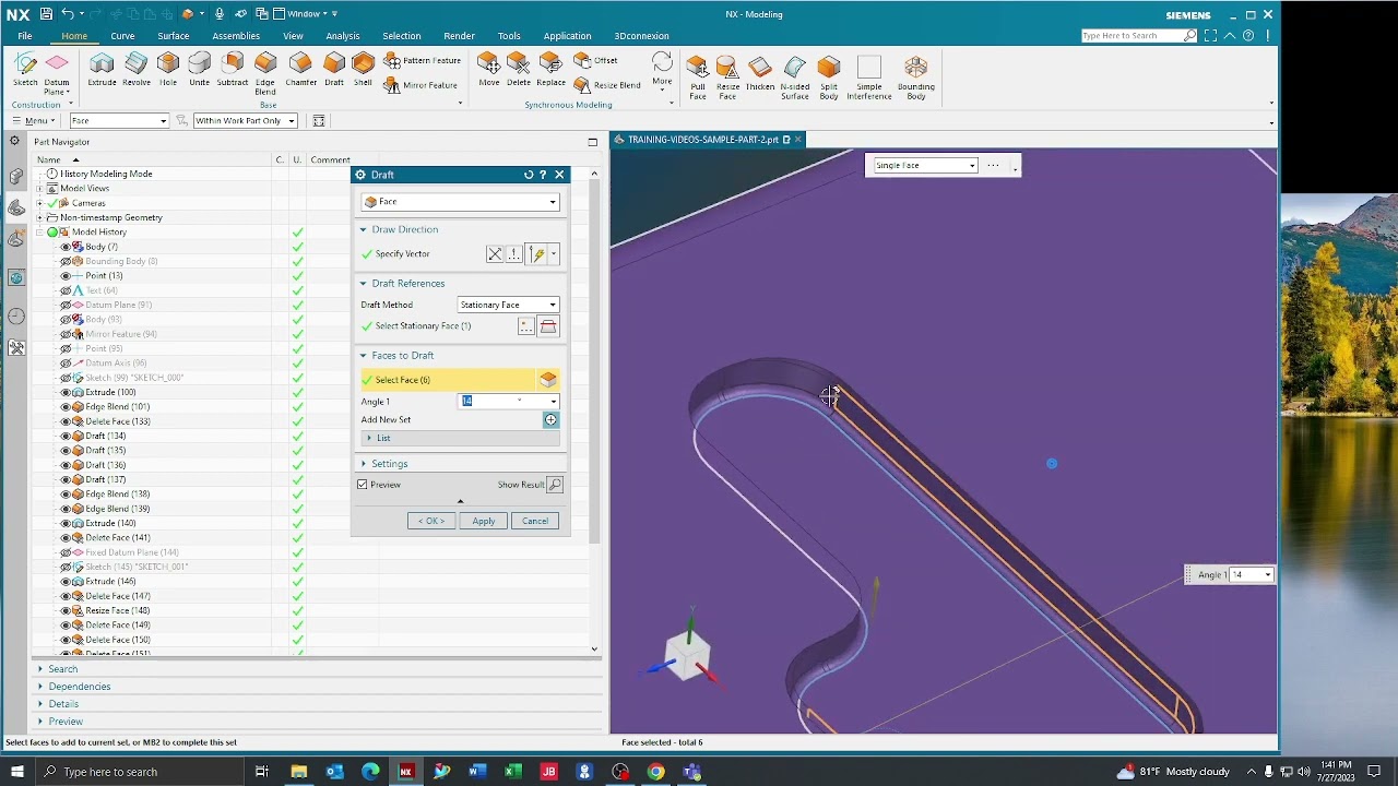 Siemens NX 2206 How To Draft A Face - YouTube