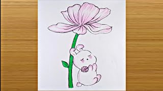 The Rabbit is sitting under the flower tree - YouTube