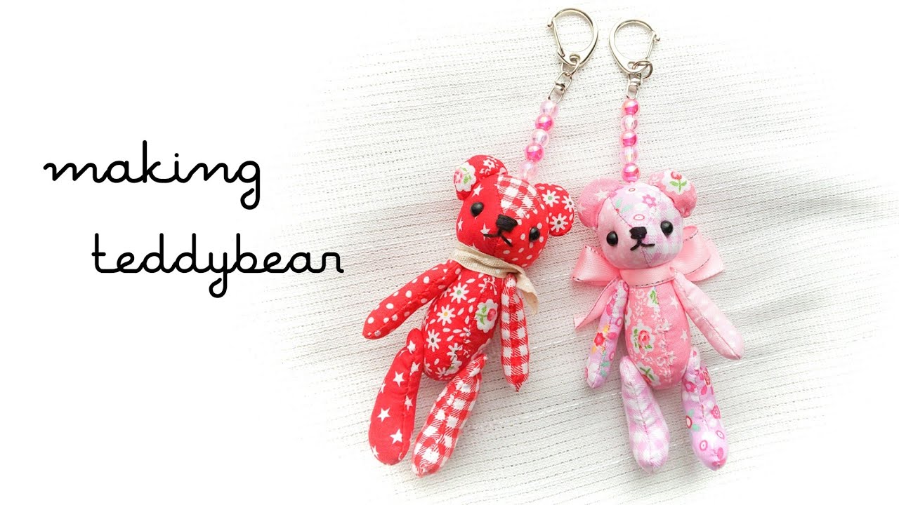 100均カットクロスで テディベアのキーホルダーを作りました 【making