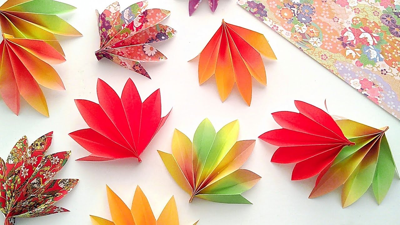 簡単✨折り紙】紅葉🍁楓の作り方【オシャレ】秋の壁面飾り🍂落ち葉