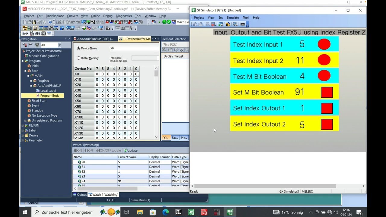 Z Index Boolean Variable with HMI Register File X Mitsubishi