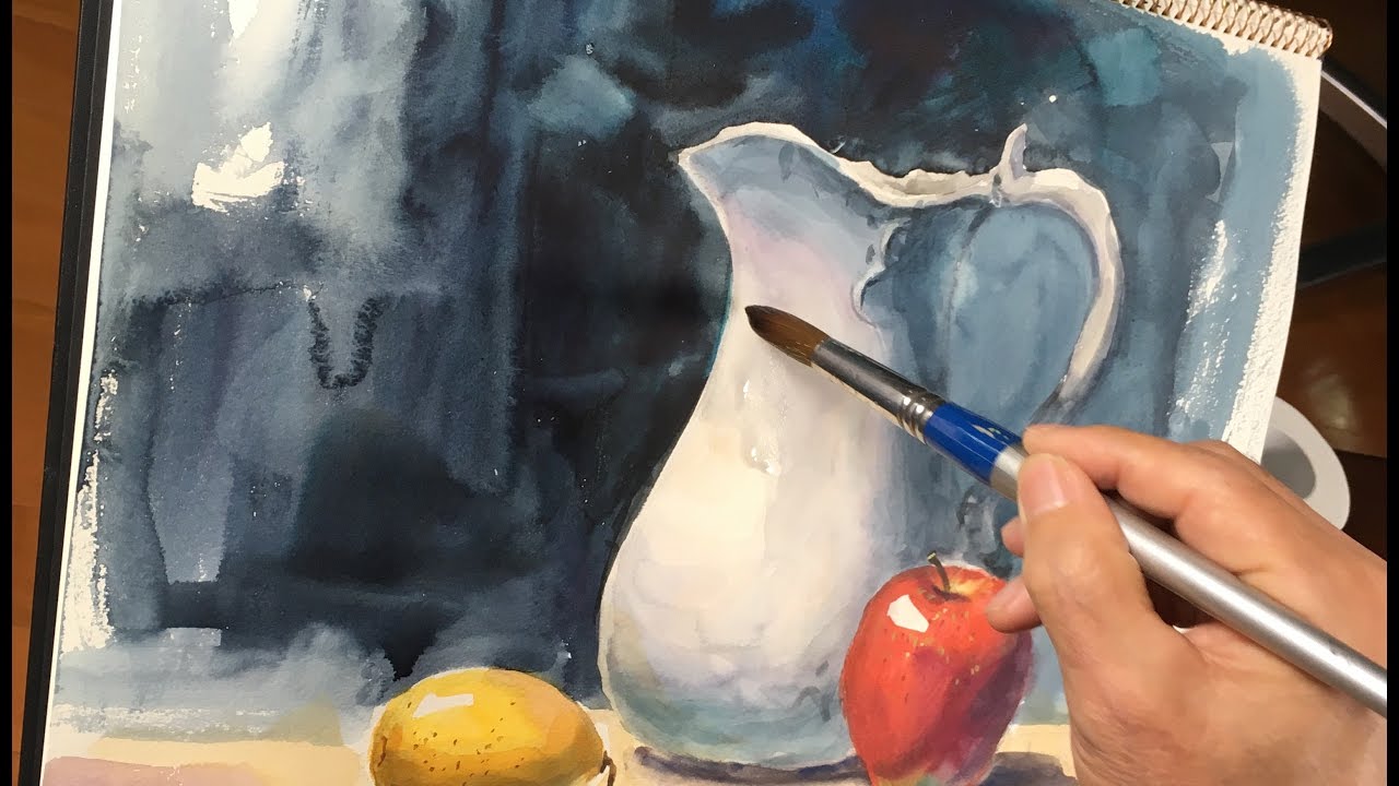 Eng sub] How to paint Still Life - White pitcher | 5MIN Watercolor