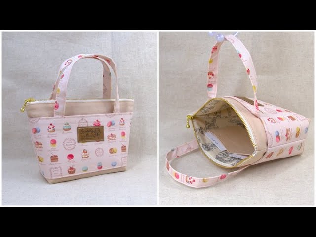 マチ付きポーチ作り方 DIY How to make a pouch 持ち手付きポーチ