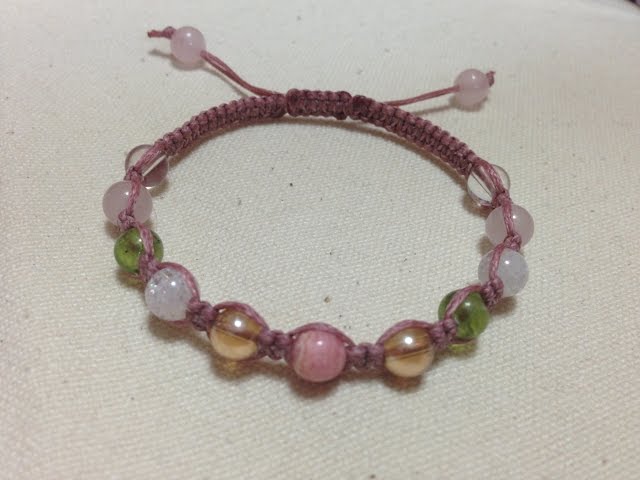 パワーストーンマクラメ編みブレスレット 編み方 - YouTube