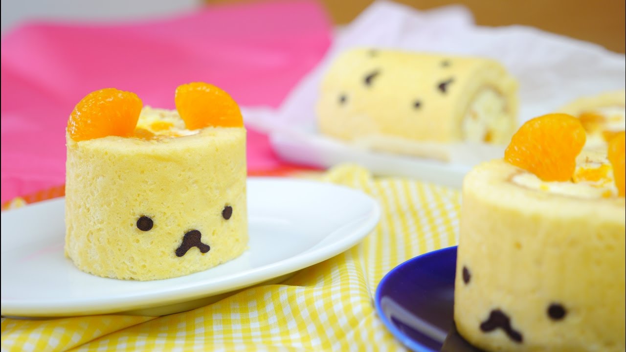Little Orange Bear Roll Cake みかんクマちゃんロールケーキ - YouTube