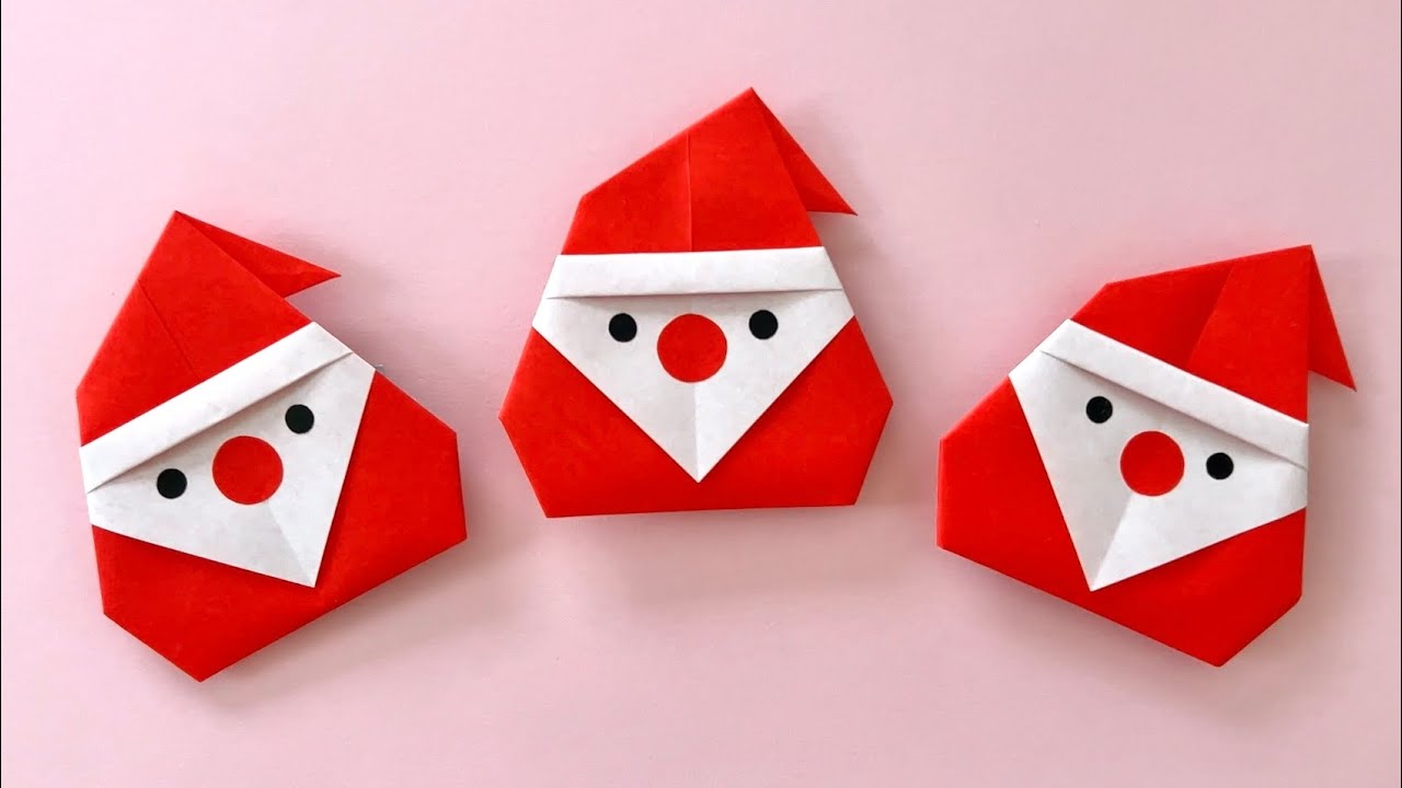 クリスマス 折り紙】超簡単！サンタクロースの折り方 Origami How to