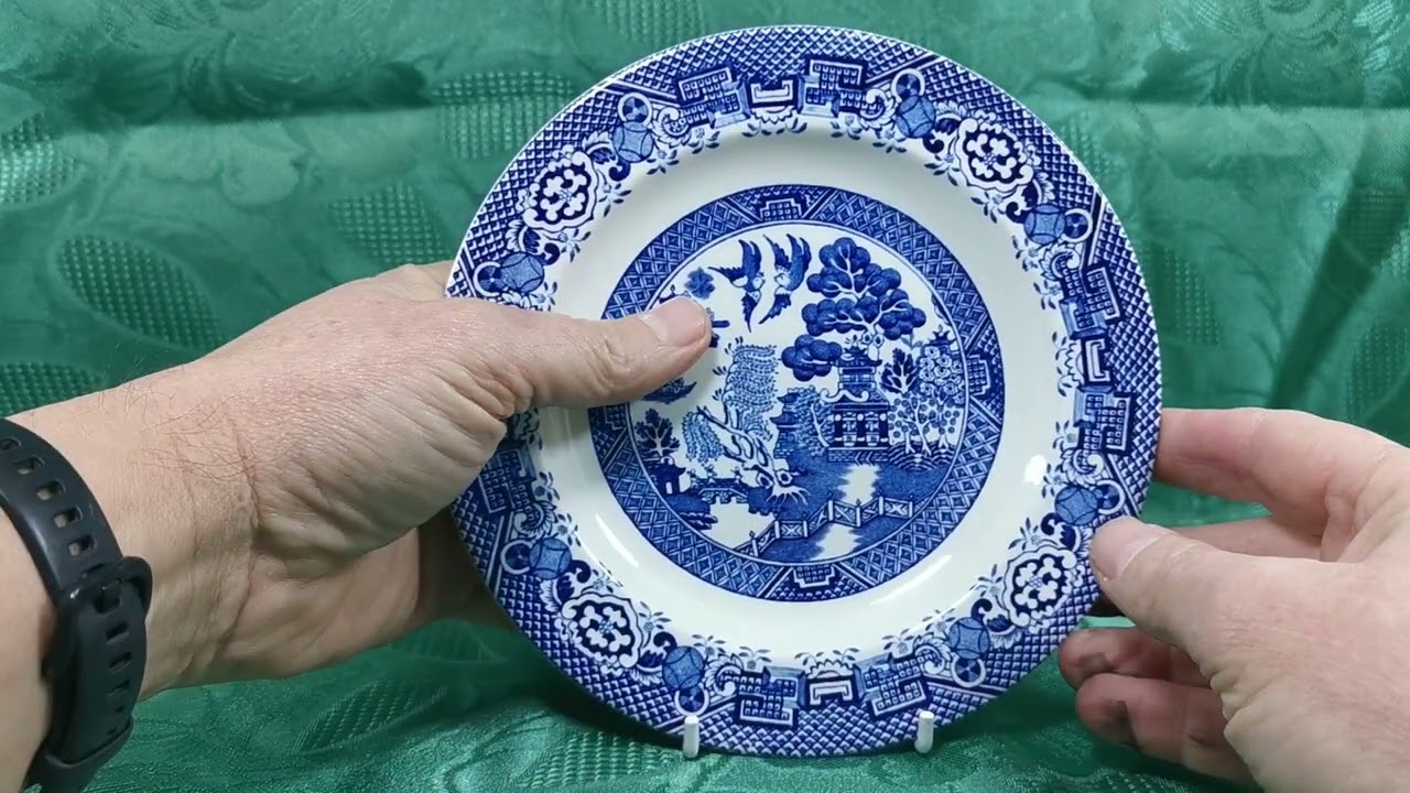 Woods Ware Blue and White China Willow Side Plate - YouTube