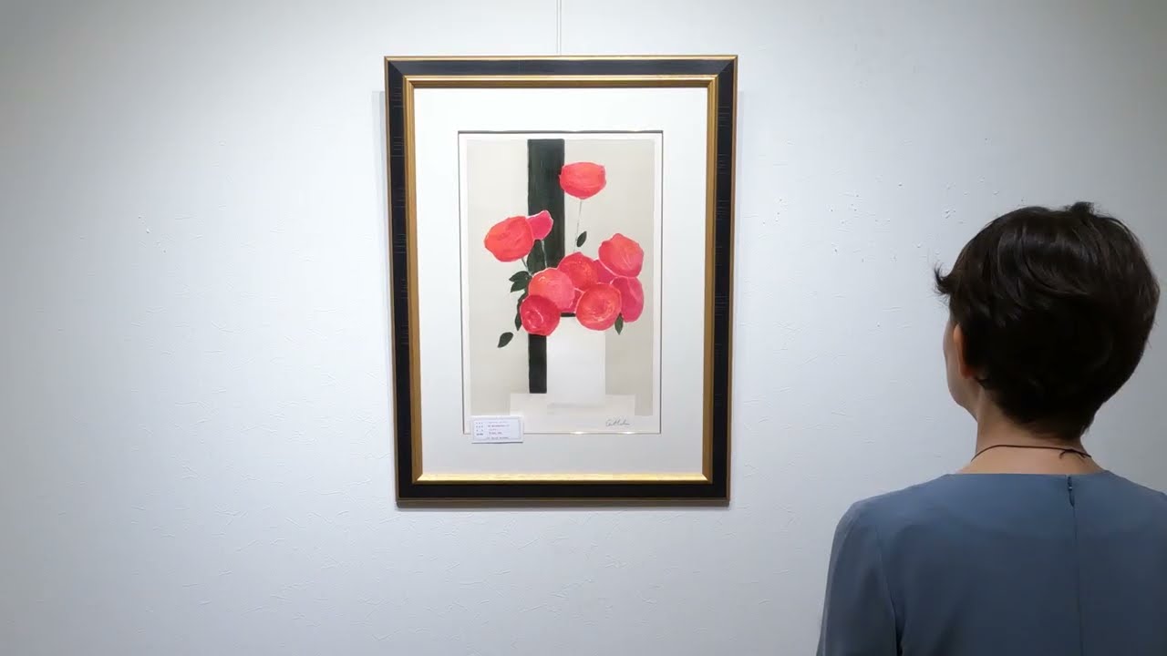 ベルナール・カトラン 黒い帯の背景の赤いバラ 花 絵画 薔薇 静物画