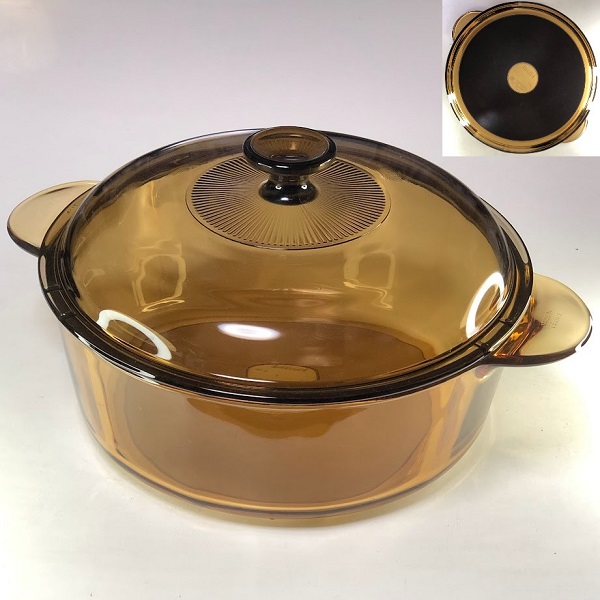 iwakiビジョンIH対応3.4L耐熱ガラス両手鍋 : 昭和レトロガラス雑貨