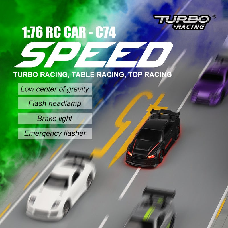 Turbo Ready to Run 1:76 Scale RC Sport Car Table Racing Remote
