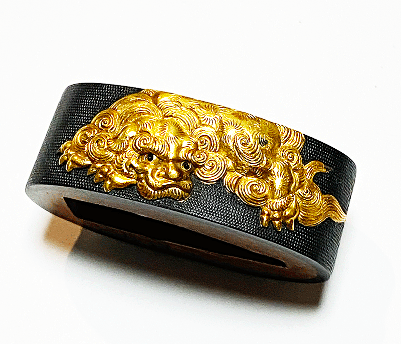 獅子図二所 柳川直政Futatokoro design of Yokoya lion Signed by