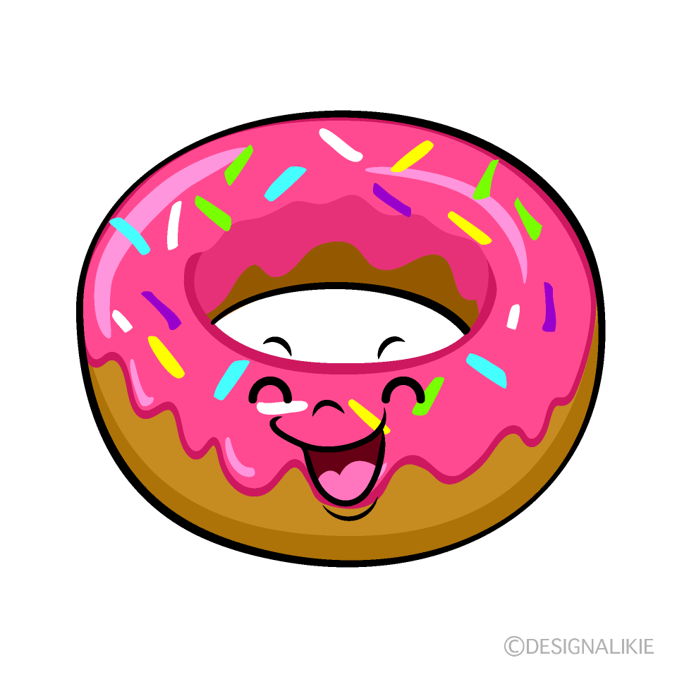 かわいい笑顔のドーナツのイラスト素材｜無料ダウンロード IllustCute