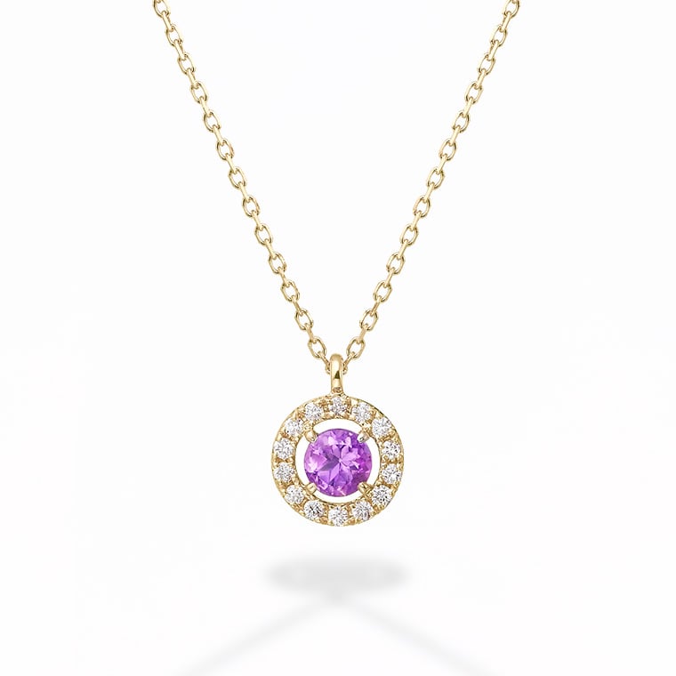 Color Pendant]K18アメジスト/ダイヤモンド/ペンダント(ゴールド