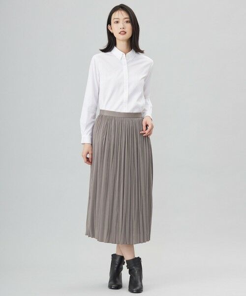 セール】 【洗える】マロンサテン ランダムプリーツ スカート （ロング