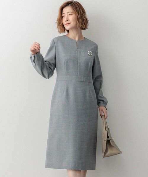 セール】 【洗える】ウールミックスジョーゼット ワンピース （ロング