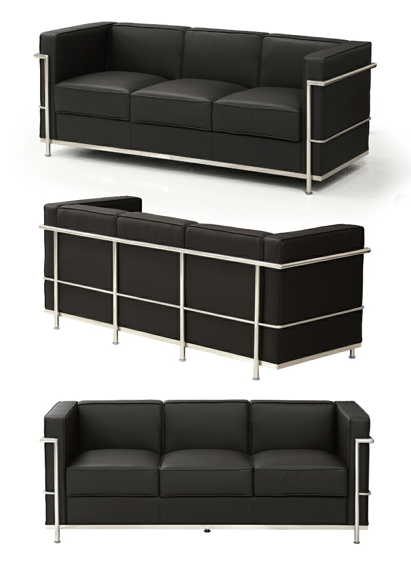 3人掛けソファーポケットコイルスプリング座面ル・コルビュジェLC2