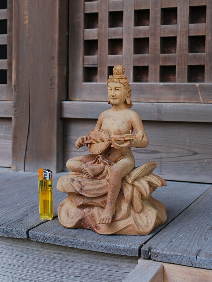 楽天市場】【受注生産】天然木 七福神の琵琶弁財天座像 女神 仏像